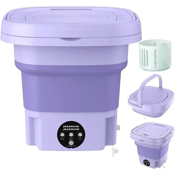 Portable Mini Folding Washing Machine with Blue Light Disinfection - Compact Foldable Electric Washer for Baby Clothes, Underwear, & Socks