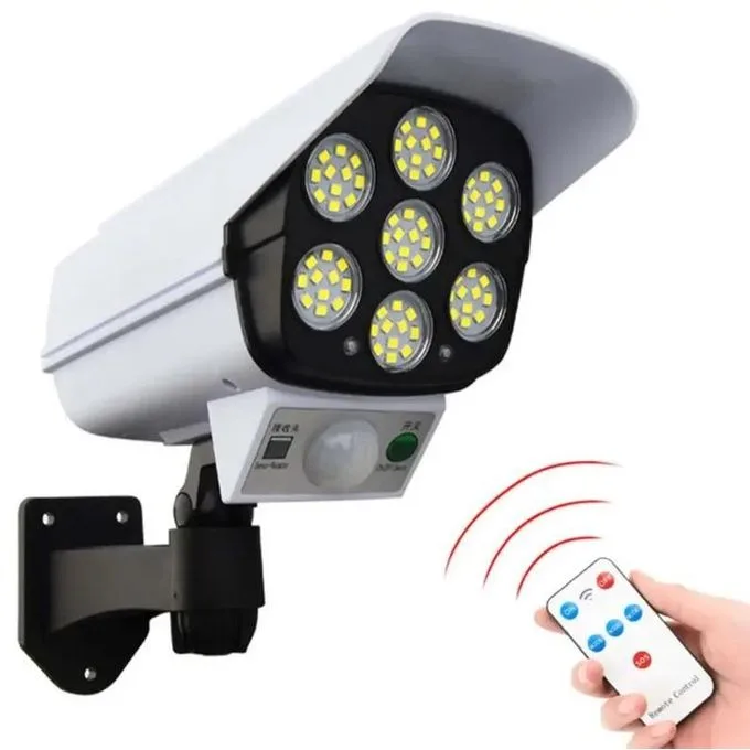Solar Led Security Motion Sensor Light with Remote Control, Fake Camera with Light