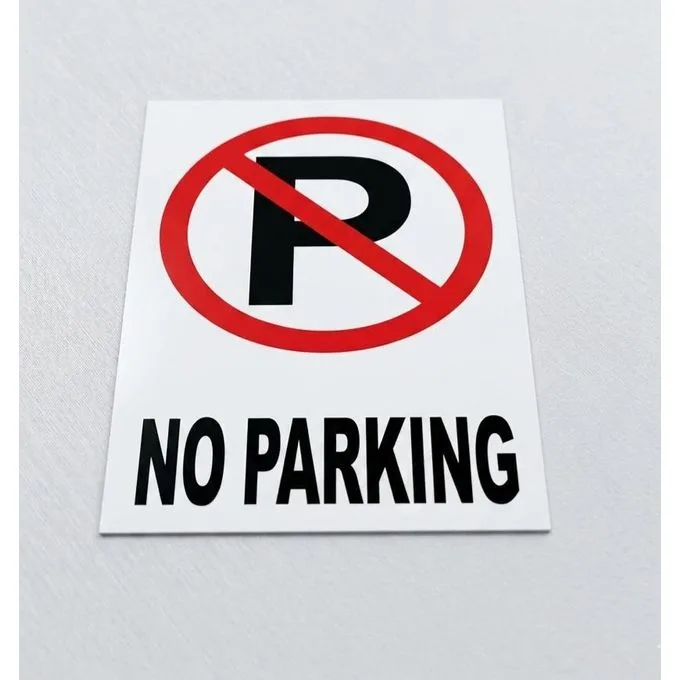 Weatherproof "No Parking" Sign - High-Visibility Sticker for Driveways, Gates, and Private Property (Pack of 1) White Signpost