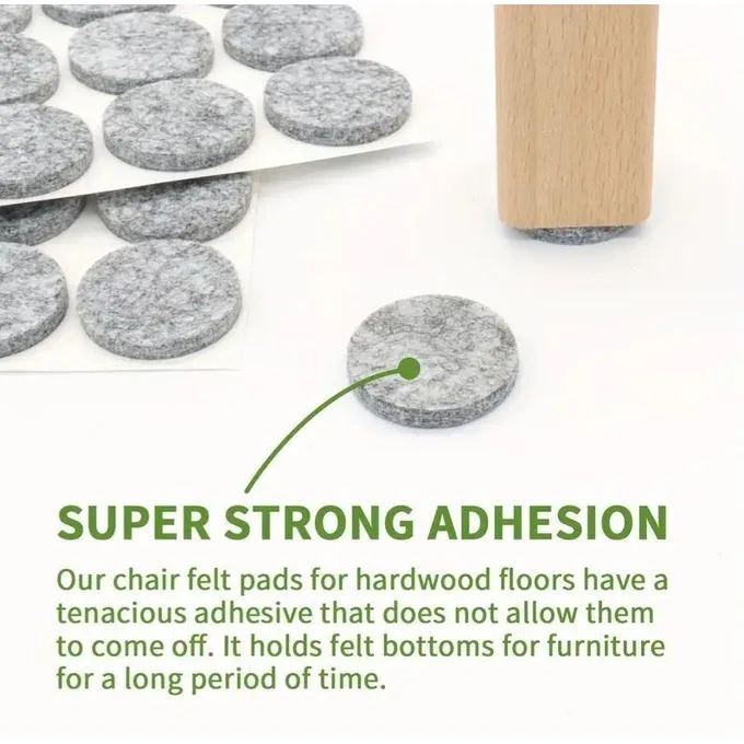 18pcs ZR Gray Felt Pads, 5mm Thick, 30mm Diameter - Self-Adhesive Noise Reduction & Floor Protection for Furniture, Hardwood, Tile, Laminate & Surfaces