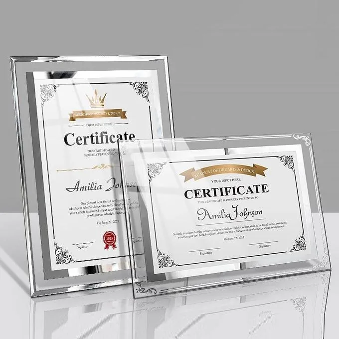 Pack of 2 Modern Desktop A4 Certificate Holder and Document Frame Set