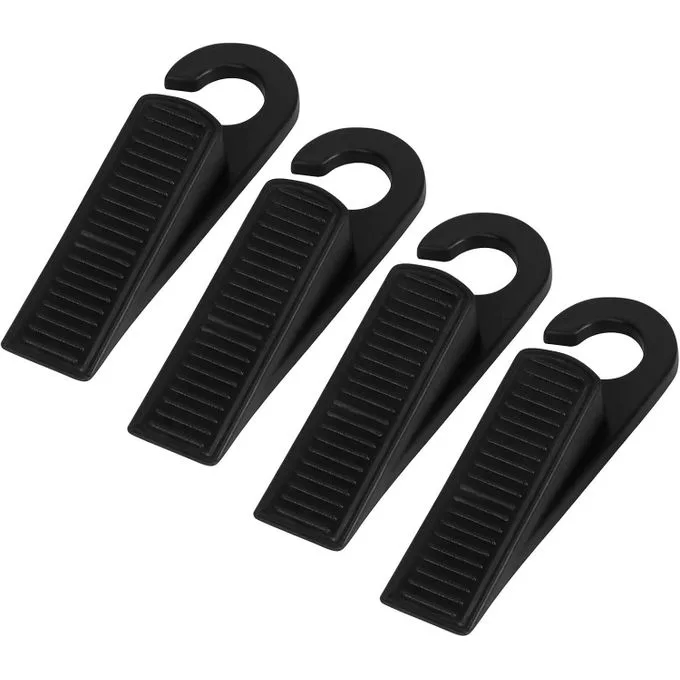 4pcs Rubber Door and Window Stopper Wedge Hook Type (4 Pack) Heavy Duty and Stackable Door Stop Works on All Floor Surfaces