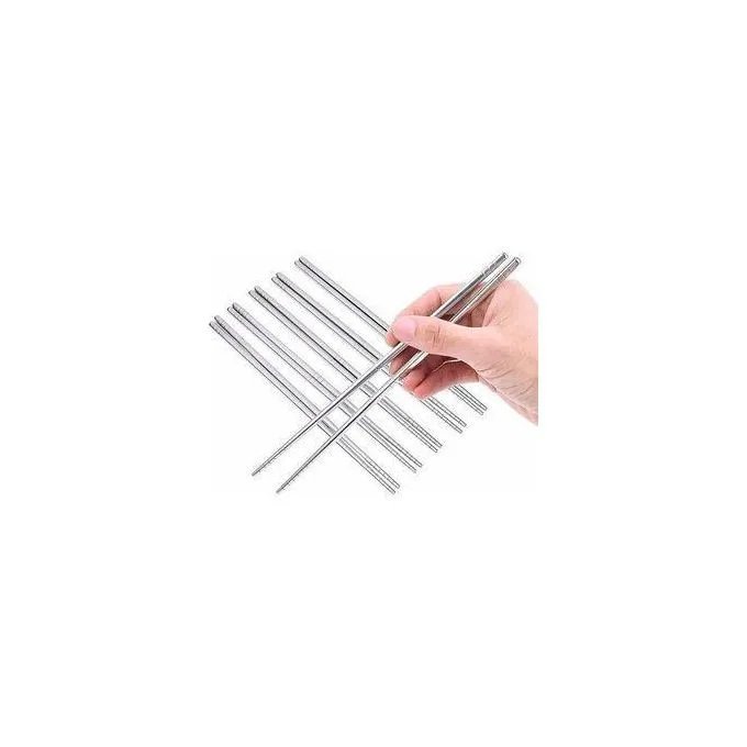 5 Pairs Stainless Steel Chopsticks Reusable Lightweight 304 Metal Chopsticks Lightweight Non-Slip Chop Sticks Dishwasher Safe