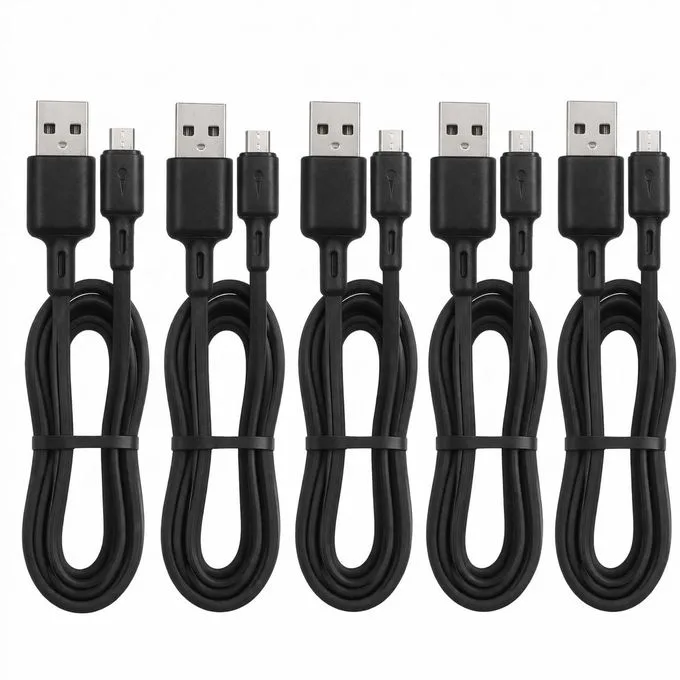 5-Pack USB-A to Micro-USB Charging & Data Cables - Fast Charging, Durable Design