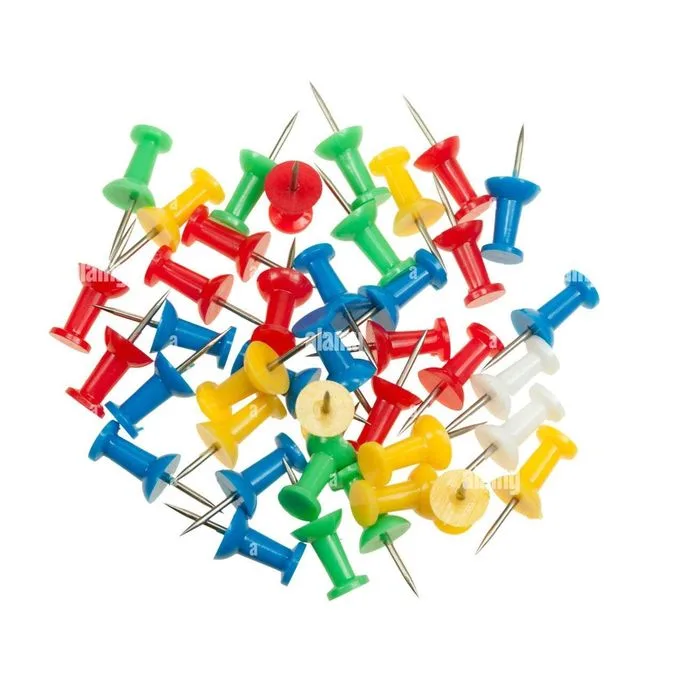 50pcs Notice board pin Multicolor Plastic Head Thumb Push Pin Notice Board/Bulletin Board Pin 50 pcs Bulletin Board (Multicolor)