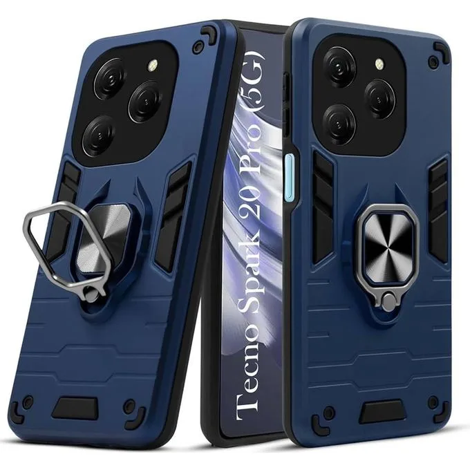 Spark 20 Pro Shockproof Case with Ring Holder - Rugged Armor Back Cover Kickstand