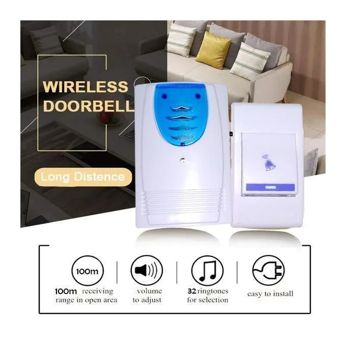 Wireless Doorbell Long Range Home Ding Dong Wall Mounted Door Bell