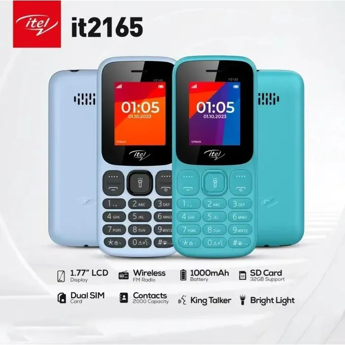 Itel 2165 1000mah Battery Dual Sim it2165 Small Portable Button Phone