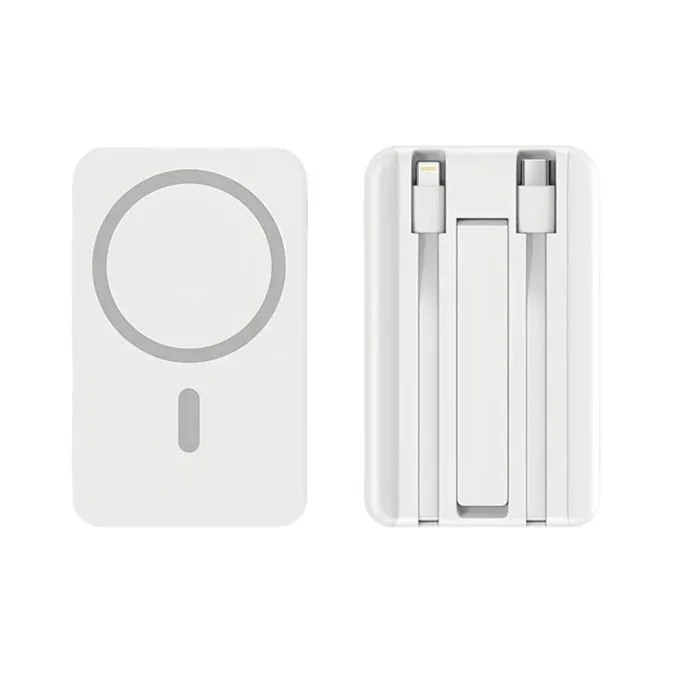10000mAh Built In Cable Bracket Magnetic Suction Portable Wireless Power Bank With USB Cables