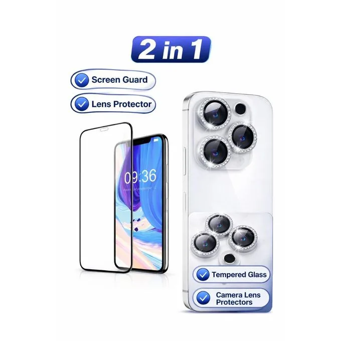Screen & Camera Protection for iPhone 11, 11 Pro, 11 Pro Max, 12, 12 Pro, 12 Pro Max, 13, 13 Pro, 13 Pro Max, 14, 14 Plus, 14 Pro, 14 Pro Max, 15, 15