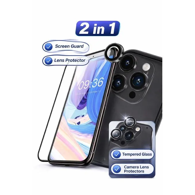 Screen & Camera Protection for iPhone 11, 11 Pro, 11 Pro Max, 12, 12 Pro, 12 Pro Max, 13, 13 Pro, 13 Pro Max, 14, 14 Plus, 14 Pro, 14 Pro Max, 15, 15