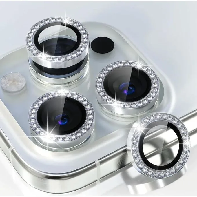 iPhone 15 15 Pro 15 Pro Max Camera Lens Protector - Clear Protective Glass - Silver