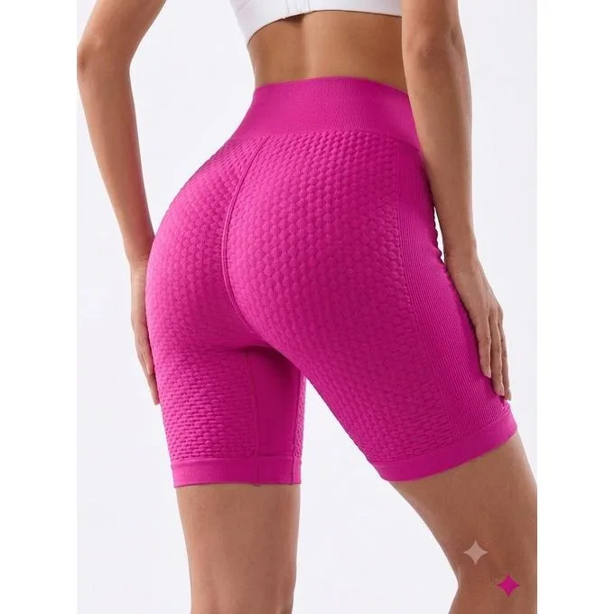 Women's High-Waist Biker Shorts Stretch Casual Bottoms - Pink - Comfortable Casual Bottoms for Weekend, Travel & Daily Wear