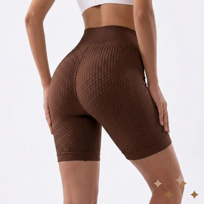 Women's High-Waist Biker Shorts - Coffee Brown