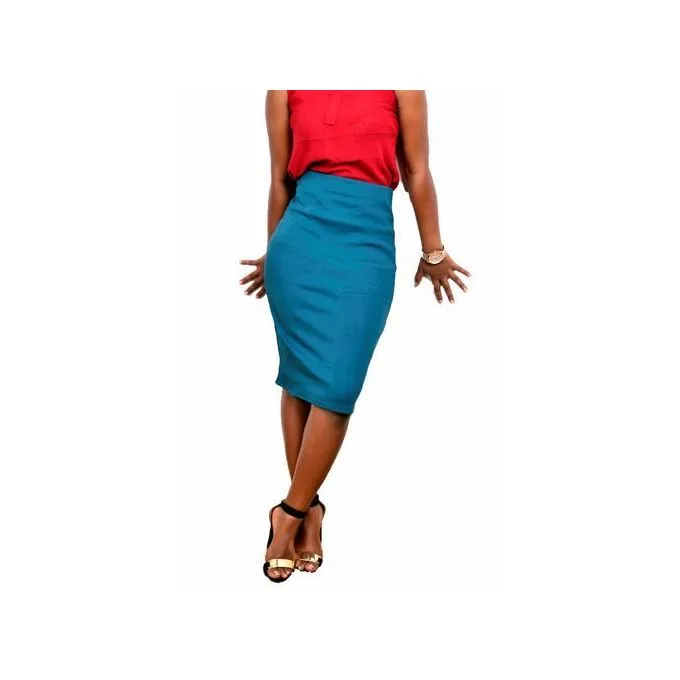 Women's Stretch Pencil Skirt - Turquoise Green