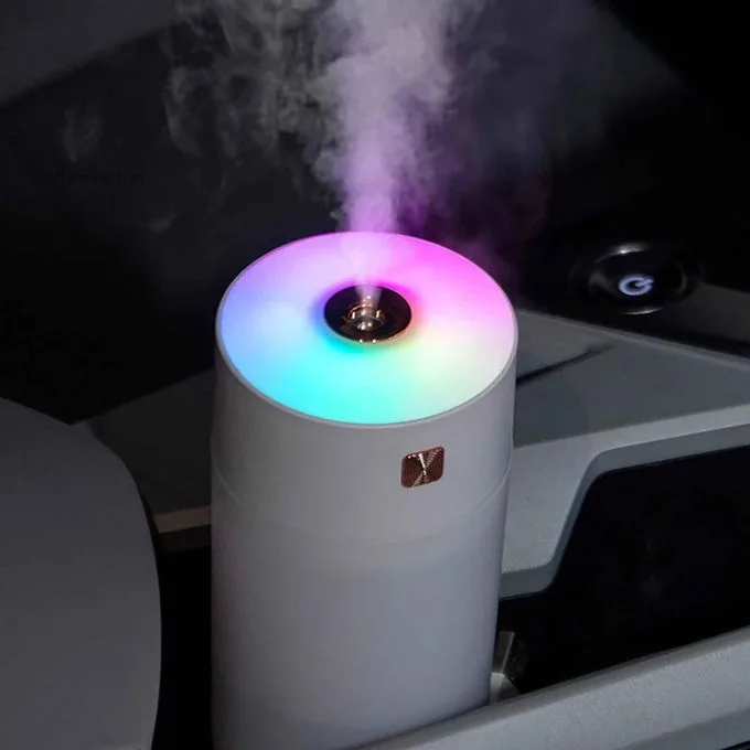 300ML Mist Humidifier, USB Power Supply Desktop Humidifier 300ML Water Capacity Colorful Light for Home & Car Humidifier White