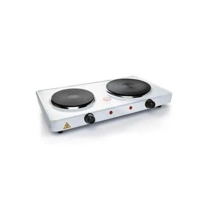 Double Solid Electric Hot Plate. White