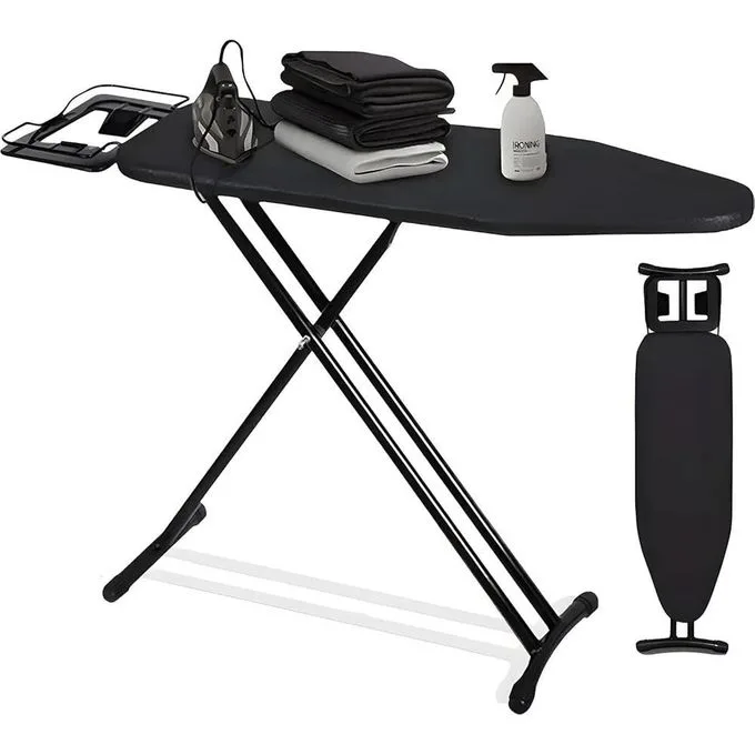Ironing Board with Heat Resistant Pad and Thicken Felt Pad, Adjustable Height, Safe Iron Rest and Steel Legs for Home Laundry Room or College Dorm