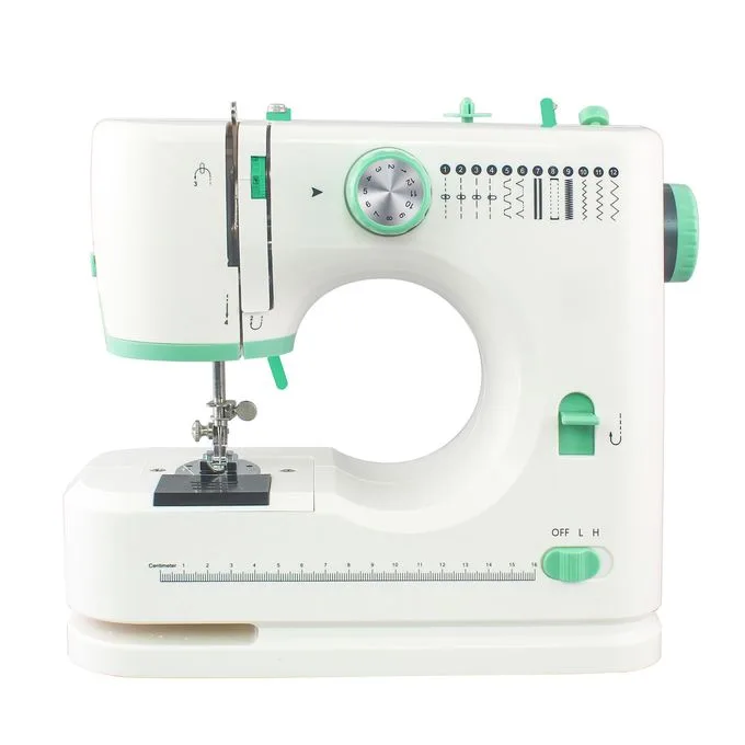 Multifunctional Electric Sewing Machine - 12 Built-In Stitches & Complete Accessory Set (White/Green)