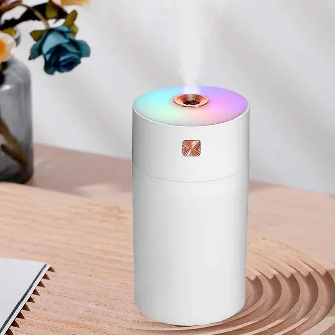 Portable Mist Humidifier, USB Power Supply Desktop Humidifier 300ML Water Capacity Colorful Light for Home & Car Humidifier
