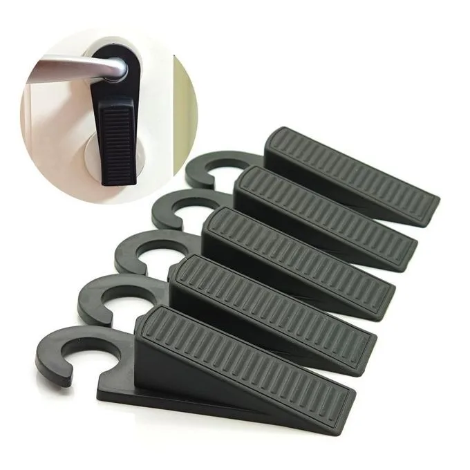4Pcs Home Office Floor Anti-slip Door Stopper Guard Protector pieces - Black