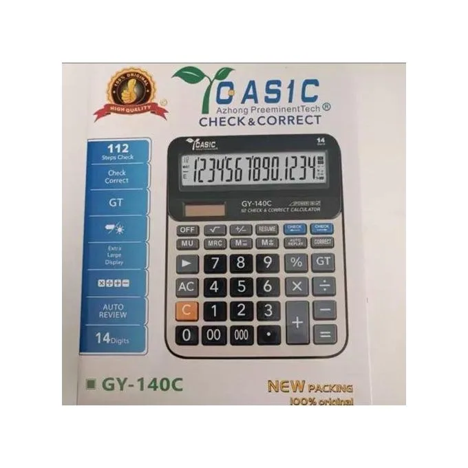 Gy-140c Check Correct Two Power Way 14 Digit Extra Large Disply Profit Margin With Battery For Office And School Business Calculator