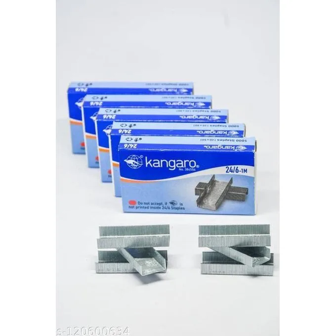 Kangaro 24/6-1M Heavy Duty Steel Wire Staple Pin 1000 Staples Perfect For Office, Home & School Pack Of 5