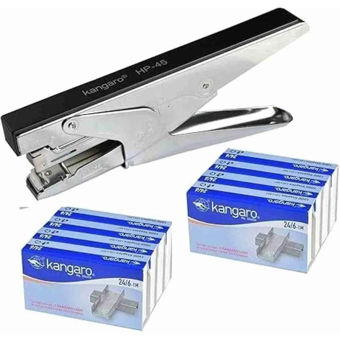 Kangaro Heavy Duty Stapler, Stapling Machine HP 45 With 4 Packs Of Stapler Wires (24/6) For Office, Home And School Use