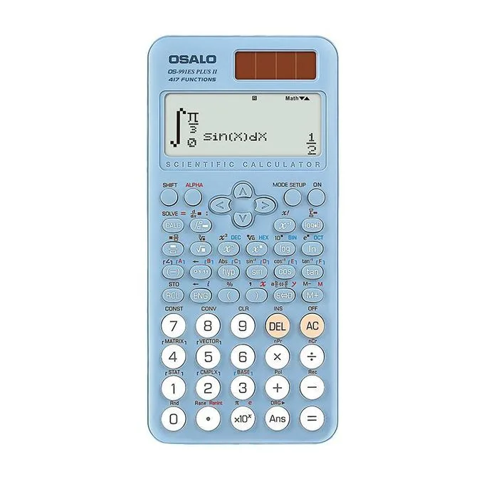 Osalo OS-991ES Plus 2nd Edition Scientific Calculator with 417 Functions, 2 Line Written Display, Solar and Battery Powered