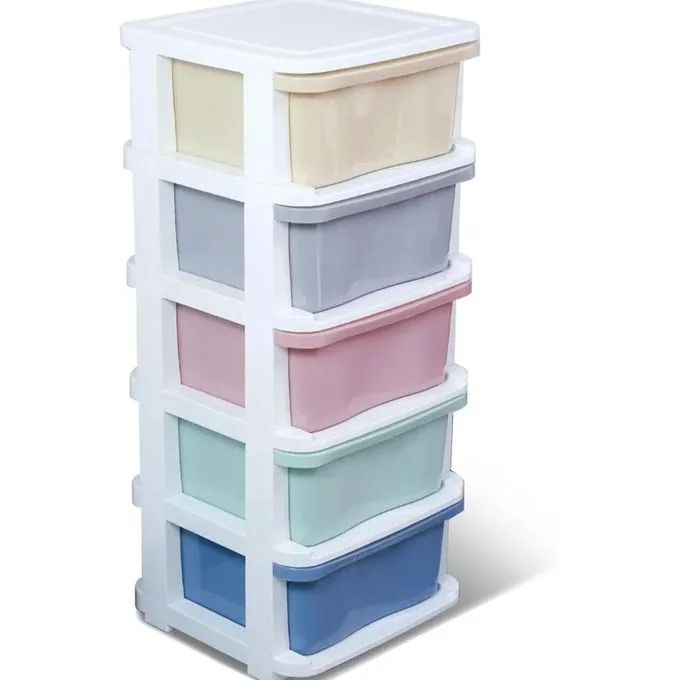 5-Layer Plastic Drawer Storage Organizer, 35x35x84cm, Multi-Purpose Cabinet