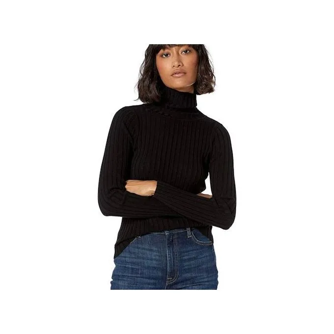 Women's Turtleneck Pullover Sweater - Black