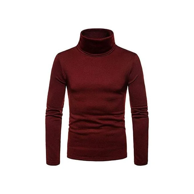 Men's Long-Sleeve Turtleneck T-Shirt - Maroon