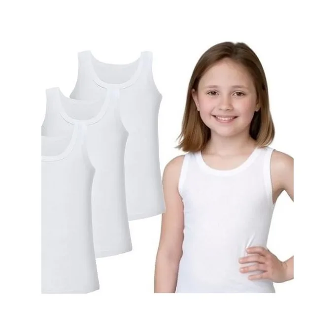 3-Pack Girls' Pure Cotton Vests - White