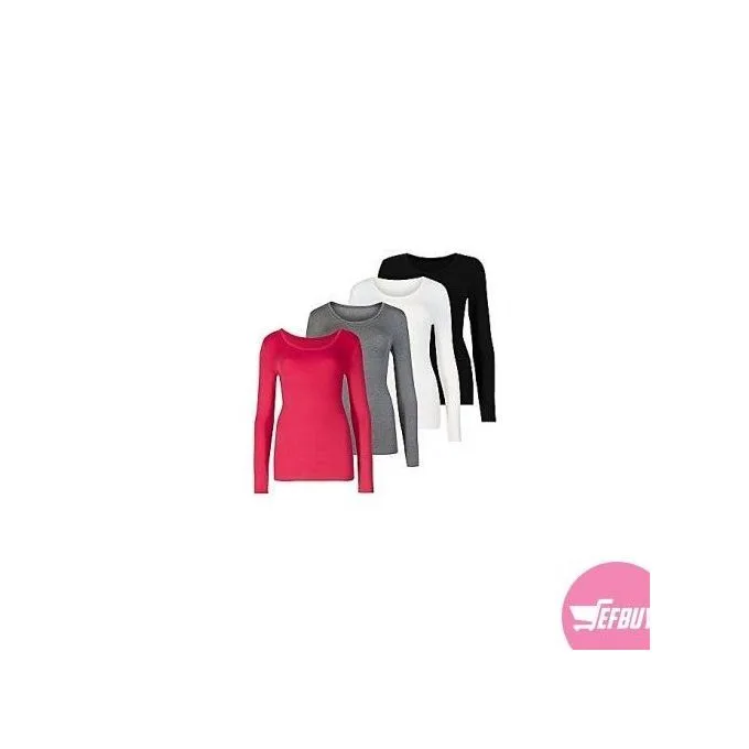 4-Pack Women's Long-Sleeve Camisole Tops Layering Basics - Black/White/Grey/Maroon - Versatile Layering Tops for Everyday Wardrobe Styling