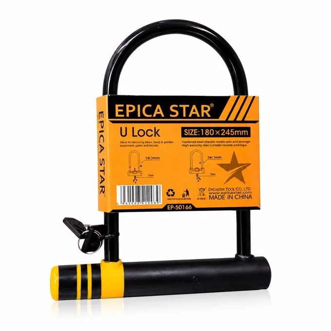 Epica Star Heavy-Duty U-Lock - Anti-Theft Security Lock for Motorcycles, Bicycles & Gates (180×245mm)