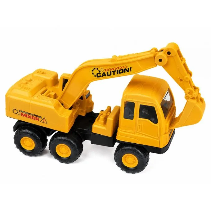2-in-1 Engineering Construction Toy Truck - Yellow Excavator Vehicle for Kids