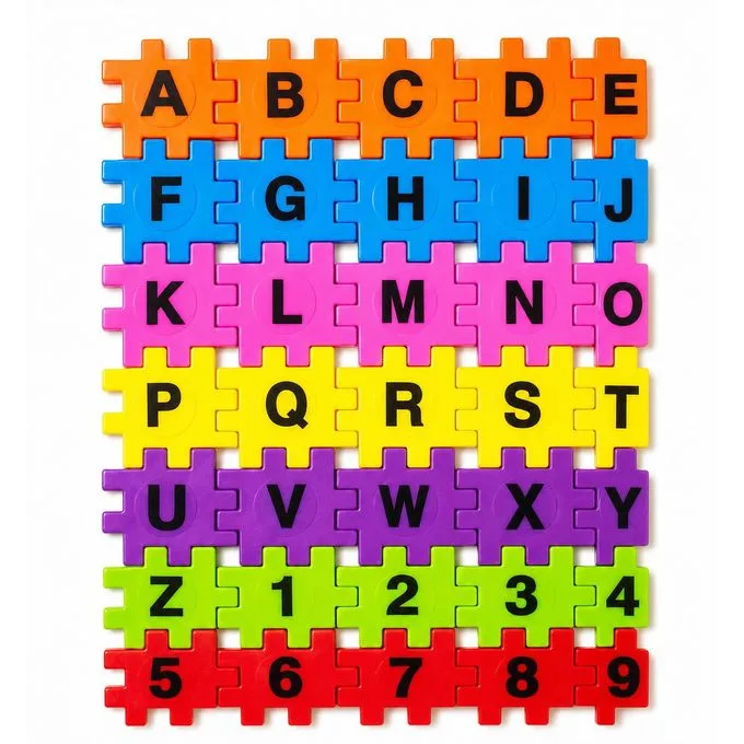 Kids Educational Alphabet & Number Puzzle Blocks - Colorful Interlocking Learning Set (A - Z & 1 - 9)