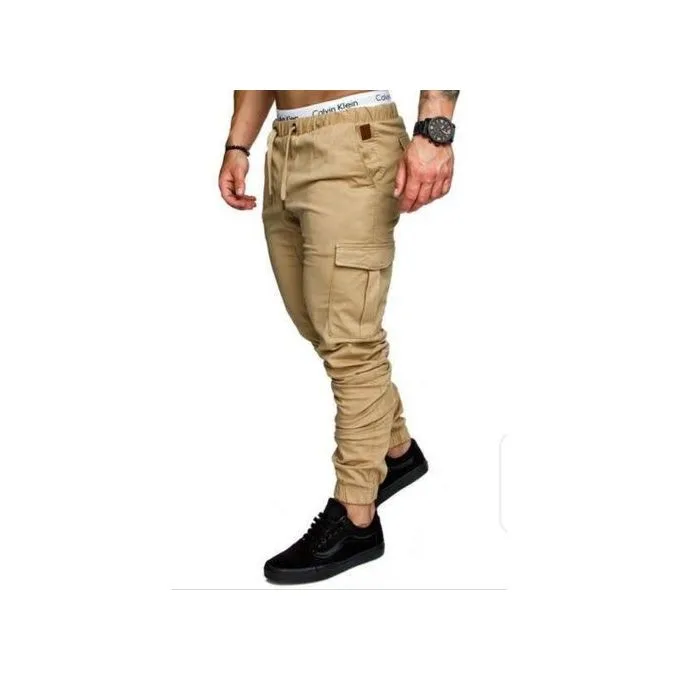 Men's Casual Khaki Track Pants Jogger Trousers - Brown - Jogger-Style Bottoms for Casual, Travel & Daily Wear