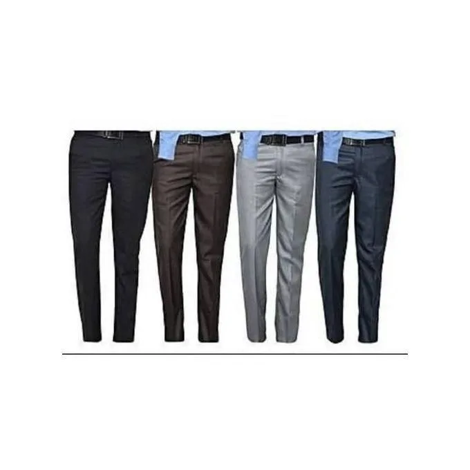 4-Pack Men's Smart Formal Office Trousers - Black/Blue