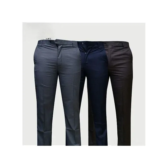 3-Pack Men's Casual Trousers - Coffee Brown/Dark Grey