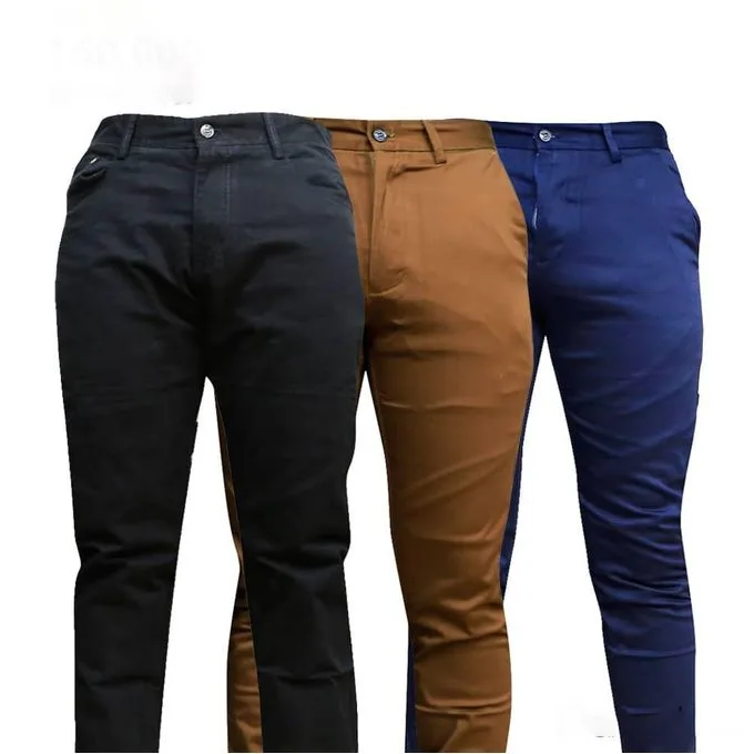 Men's Classic Khaki Trousers - Navy Blue/Black