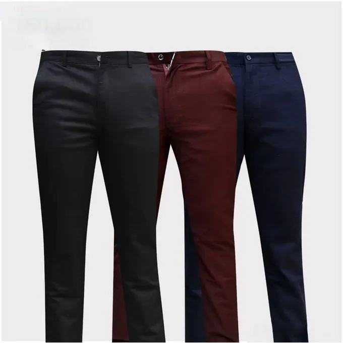 3-Pack Men's Classic Khaki Trousers - Black/Blue