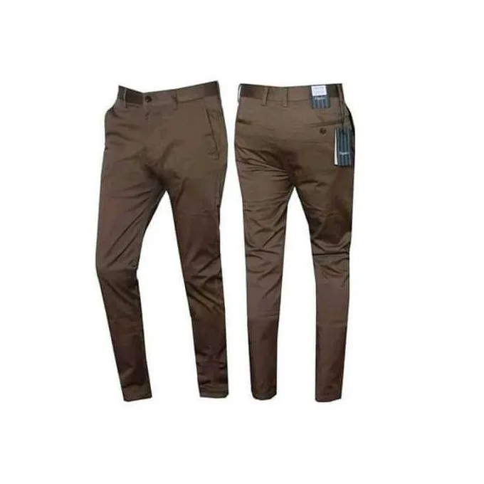 Men's Stretch Khaki Trousers - Brown