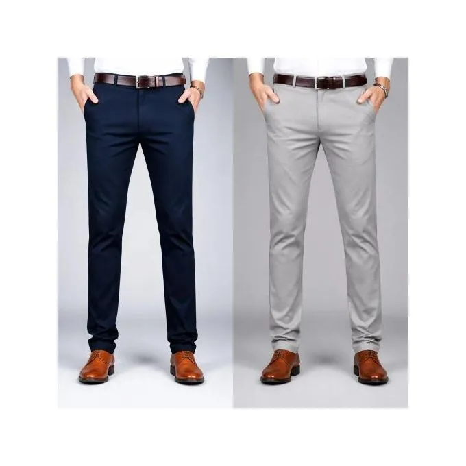 2-Pack Men's Stretch Khaki Trousers