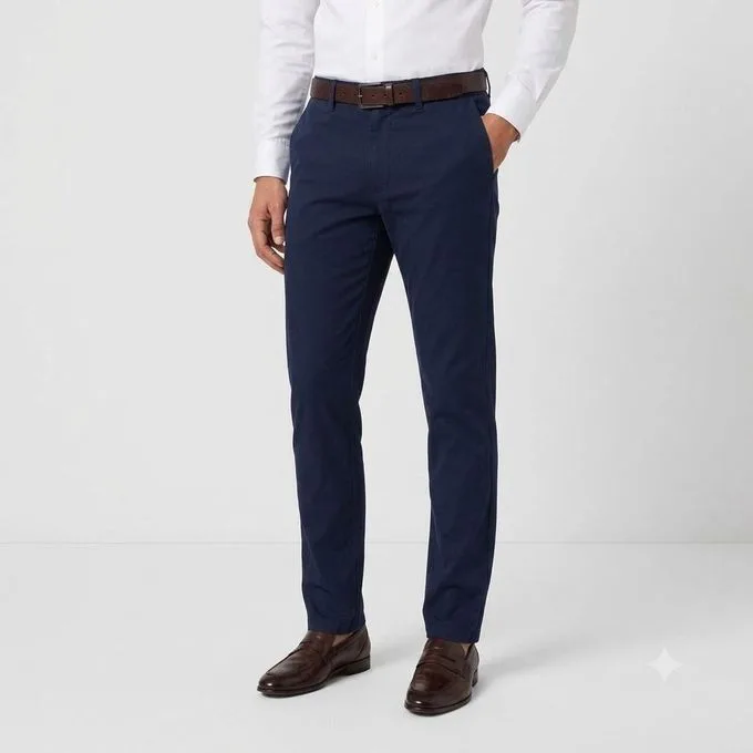 Men's Smart Formal Office Trousers - Navy Blue