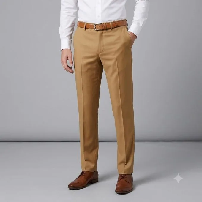 Men's Smart Formal Office Trousers - Tan