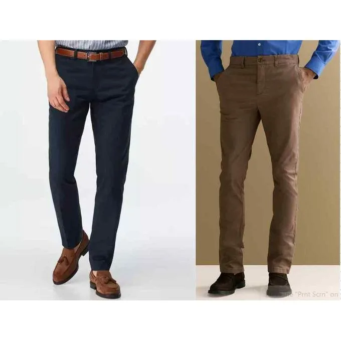2-Pack Men's Classic Khaki Trousers - Navy Blue