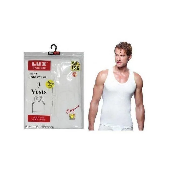 3-Pack Men's Pure Cotton Vests - White