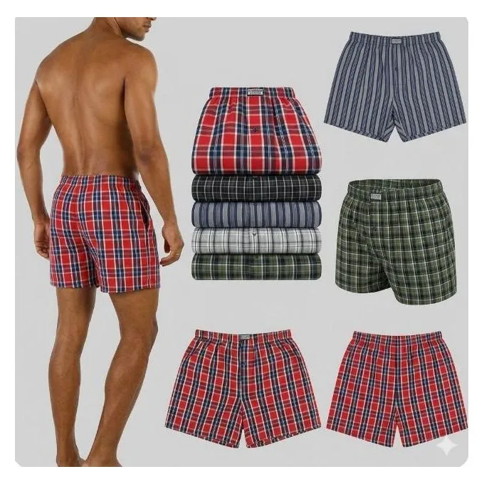 6-Pack Men's Cotton Boxer Underwear Everyday Comfort - Multicolor - Comfort-Focused Everyday Wardrobe Basics for Daily Wear